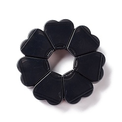 Black Plastic Boxes, for Jewelry Storage, 7 Compartments, Flower, Black, 12.2x12.4x2.4cm