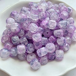 Purple Transparent Crackle Glass Beads Strand, Column, Purple, 8x6mm, Hole: 1.6mm, about 20pcs/bag