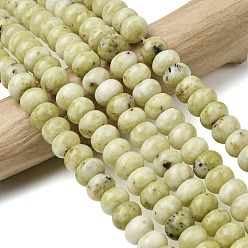 Желтая Бирюза(яшма) Бусы из натуральной желтой бирюзы (яшмы), рондель, 8.5x5.5 мм, отверстие : 1 мм, около 73 шт / нитка, 15.35'' (39 см)
