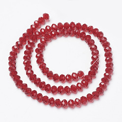FireBrick Glass Beads Strands, Faceted, Rondelle, FireBrick, 8x6mm, Hole: 1mm, about 65~68pcs/strand, 15.7~16.1 inch(40~41cm)