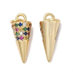 Настоящее золото 18K 925 серебро из микрочипов с кубическим цирконием, конус очарование, с целью перехода в кольце, реальный 18 k позолоченный, 13x5.5 мм, отверстие : 2.3 мм