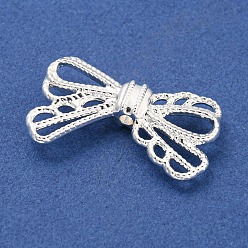 Серебро Наберешь металлизации шарики сплава, бантом, серебряные, 15.5x24.5x5 мм, отверстие : 1.8 мм