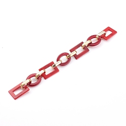Schamottestein Handgefertigte Acrylkabelketten, mit CCB-Kunststoff-Verbindungsring, oval & Rechteck, Schamottestein, 26x18x2.5 mm, 24x18x3.5 mm und 19x12x5 mm, 39.37 Zoll (1 m)/Strang