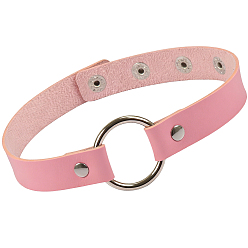 Pink Кольца из сплава в стиле панк-рок, чокеры из искусственной кожи, платина, розовые, 16.14 дюйм (41 см)