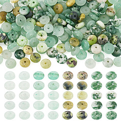 Green 180Pcs 4 Styles Natural Serpentine Jade & Green Aventurin & Green Spot Jasper Beads, Disc, Heishi Beads, Green, 6~6.5x2~3mm, Hole: 0.7~1mm, 45pcs/style