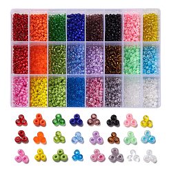 Mixed Color 24 Colors 8/0 Glass Seed Beads, Opaque Colors Lustered & Ceylon & Opaque Colours Seed & Frosted Colors & Colors Rainbow & Colours Lustered & Silver Lined & Transparent, Round, Mixed Color, 3mm, Hole: 1mm