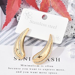 Золотой 304 серьги из нержавеющей стали горный хрусталь, ионное покрытие (ip), слеза, золотые, 36x12.5 мм