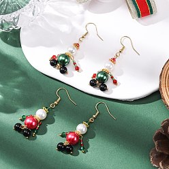 (52) Непрозрачная лаванда Болтающие серьги из стекла, с 304 нержавеющей стали серьги крючки, разноцветные, 54x18.5 мм, 2 пар / набор