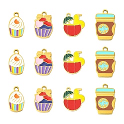 (52) Непрозрачная лаванда 12шт 4 стили 304 подвески из нержавеющей стали, ионное покрытие (ip), с эмалью, настоящее 14 k позолота и золото, разноцветные, 11~15x7~10x0.8~1.5 мм, отверстие : 0.8~1.5 мм, 3 шт / стиль