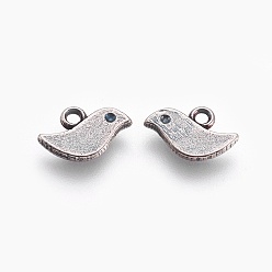 Черный Цвет Металла Подвески из сплава в тибетском стиле, без кадмия, без никеля и без свинца, птица, металлический черный , 7x11x1 мм, отверстие : 1 мм