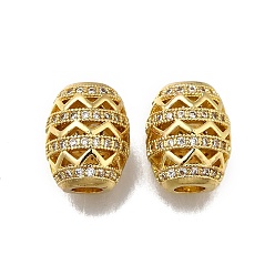 Настоящее золото 18K Латунные микропаве из прозрачного кубического циркония, колонка, долговечный, стойки покрытие, без свинца и без кадмия, реальный 18 k позолоченный, 11.5x9 мм, отверстие : 3.5 мм