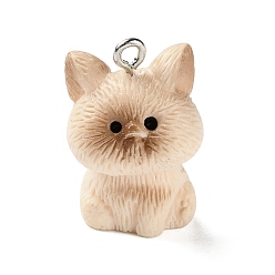 Cat Shape Подвески из анималистичной смолы, с железной платиной петлей, форма кошки, 23.5x16x18 мм, отверстие : 2 мм