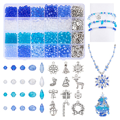(52) Непрозрачная лаванда Наборы для самостоятельного изготовления украшений на рождественскую тематику, включая стеклянные бусины и подвески из сплава, разноцветные