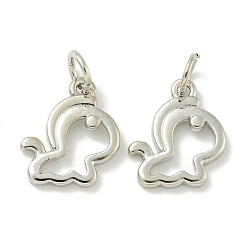 Лошадь Стойки обшивки латунные подвески, с прыжковых колец, долговечный, без свинца и без кадмия, зодиакальный шарм, лошадь, 12.8x11x1.5 мм, отверстие : 3.5 мм