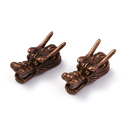 Красная Медь Сплавочные овальные бусины тибетского стиля , Форма головы китайского дракона, Красная медь, 24x10x12 мм, отверстие : 6 мм