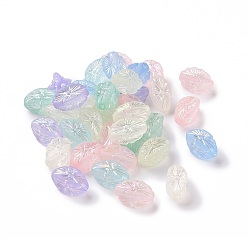 Mixed Color Transparent Frosted Acrylic Beads, AB Color Plated, Flower, Mixed Color, 13.5x7x7mm, Hole: 1.8mm, 1190pcs/500g