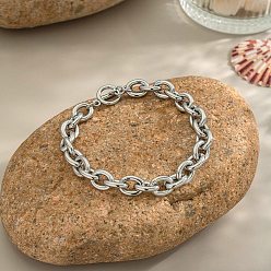 Нержавеющая Сталь Цвет 304 женские браслеты-цепочки из нержавеющей стали, с Переключить застежками, цвет нержавеющей стали, 8-1/4 дюйм (21 см)