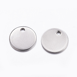 Нержавеющая Сталь Цвет Устойчивые к потускнению 201 подвески из нержавеющей стали, плоско-круглые, пустые теги, цвет нержавеющей стали, 10x1 мм, отверстие : 1.5 мм