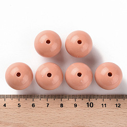 Dark Salmon Opaque Acrylic Beads, Round, Dark Salmon, 20x19mm, Hole: 3mm, about 111pcs/500g
