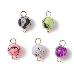 Золотой Круглые подвески-соединители для волочильного станка и выпечки из окрашенного стекла, с 304 петлями из нержавеющей стали, разноцветные, золотые, 13.5x8 мм, отверстие : 1.6~2.8 мм