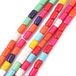 (52) Непрозрачная лаванда Синтетических нитей бирюзовые бусы, окрашенные, колонка, разноцветные, 6x4 мм, отверстие : 1 мм, около 64 шт / нитка, 15.5 дюйм