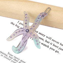 Лиловый Заколки для волос из ацетата целлюлозы со стразами, морская звезда, сирень, 60 мм