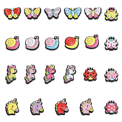 (52) Непрозрачная лаванда 92 шт 23 стили кабошоны из непрозрачной смолы, бабочка, единорог и улитка, разнообразные, разноцветные, 17~22.5x17.5~24x4.5~6 мм, 4 шт / стиль