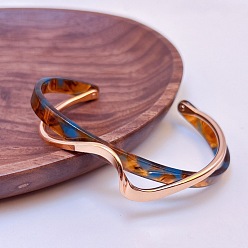 Темно-Голубой Браслеты-манжеты из акрилового и CCB пластикового материала Wave для женщин, глубокое синее небо, внутренний диаметр: 2-3/8 дюйм (6 см)