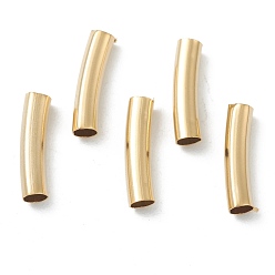 Настоящее золото 24K Бисера латунной трубки, долговечный, изогнутые бусины, трубка, реальный 24 k позолоченный, 12x2.5 мм, отверстие : 2 мм