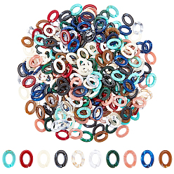 Mixed Color Acrylic Linking Rings, Quick Link Connectors, For Jewelry Chains Making, Imitation Gemstone Style, Oval, Mixed Color, 24.5x18.5x4mm, Hole: 14.5x9mm, 10 colors, 30g/color, 300g/set