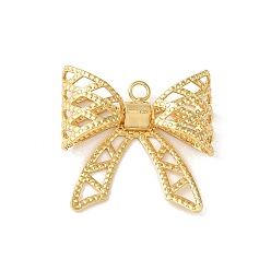 Golden Rack Plating Brass Pendants, Long-Lasting, Lead Free & Cadmium Free, Bowknot, Long-Lasting Plated, Golden, 19.5x20.5x6mm, Hole: 1.8mm