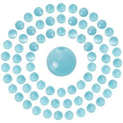 Bleu Clair 100 Perles d'oeil de chat, ronde, bleu clair, 8mm, Trou: 1.2mm