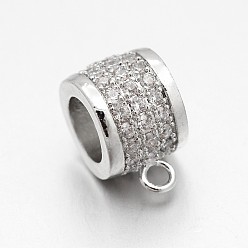 Платина Поручни из латуни с покрытием из латуни, микро паве, кубический цирконий, петля под залог, колонка, без свинца, внутренний диаметр: без кадмия, платина, 11.5x7x9 мм, отверстие : 1.5 мм, внутренний диаметр: 5.5 мм