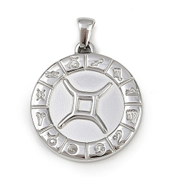 Близнецы 304 подвески из нержавеющей стали, плоские круглые с созвездием, золотые, анти-тускнение, Близнецы, 28x25x2.5 мм, отверстие : 4.5x3.5 мм