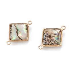 White Shell Natural White Shell Links Connectors, with Golden Brass Findings, Rhombus, 21x16x5mm, Hole: 1.5mm
