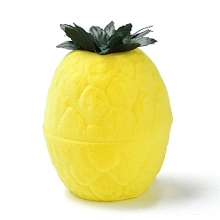 Yellow Velvet Ring Boxes, with Plastic, Pineapple, Yellow, 4.2x4.9cm