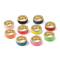 Gemischte Farbe Zwischenperlen aus Messing-Emaille, langlebig überzogen, cadmiumfrei und bleifrei, echt 18 k vergoldet, Gestell, Gemischte Farbe, 11x4 mm, Bohrung: 7.5 mm