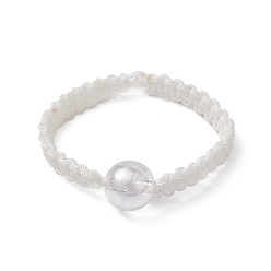 White Electroplate Synthetic Crackle Quartz Finger Ring, with Nylon Finding, White, Inner Diameter: US Size 9 3/4(19.5mm)