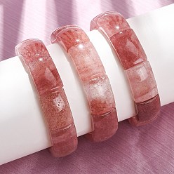Strawberry Quartz Rectangle Natural Strawberry Quartz Beaded Stretch Bracelets for Women Men, Inner Diameter: 2.44 inch(6.2cm)