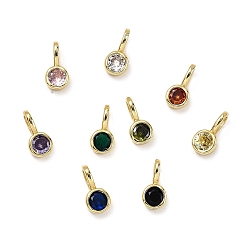 (52) Непрозрачная лаванда Плоские круглые микро медные проложит кубических прелести диоксида циркония, стойки покрытие, долговечный, без кадмия и без свинца, золотые, разноцветные, 10.5x5.5x3.5 мм, отверстие : 4x2.5 мм