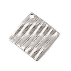 Нержавеющая Сталь Цвет 304 подвески из нержавеющей стали, ромбовидный шарм, с амбоссом, цвет нержавеющей стали, 16.5x16.5x1 мм, отверстие : 1.4 мм