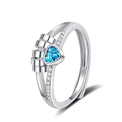 Индиколит Латунные кольца со стразами простые, Indicolite, размер США 8 (18.1 мм)