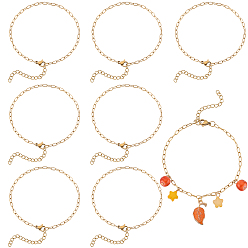 Золотой 12шт 304 набор браслетов-цепочек из нержавеющей стали со скрепками для женщин, золотые, 7-1/2 дюйм (19.2 см)