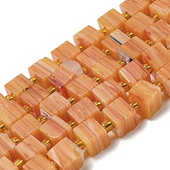 Сэнди Коричневый Бусины лэмпворк ручной работы, со стеклянными бусинами-спейсерами, квадратный, песчаный коричневый, 6x6x5~5.5 мм, отверстие : 0.9 мм, около 54~55 шт / нитка, 15.75~15.94'' (40~40.5 см)