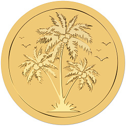 Дерево Пластиковые самоклеящиеся наклейки с тиснением из золотой фольги, стикер украшения медали, кокосовая пальма, 5x5 см