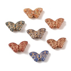 Бабочка Краски для выпечки стеклянные бусины, металла обвитые, разноцветные, бабочка, 8x15x5 мм, отверстие : 1 мм