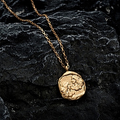 Gemini Twelve Constellation Stainless Steel Pendant Necklaces, Box Chain Necklaces, Gemini, 17.72 inch(45cm)