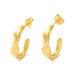 Twist Golden 304 Stainless Steel Stud Earrings, Half Hoop Earrings, Twist, 22x5mm