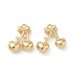 Золотой Латунные микро проложить кубического циркония подвески, черри прелести, золотые, 16x16x5.5 мм, отверстие : 1.6 мм