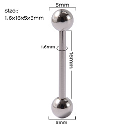 Стально-синий 304 Кольца для языка из нержавеющей стали, круглые, стальной синий, 16 мм